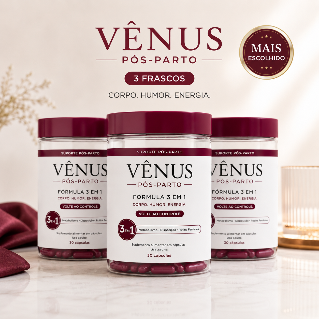 3 Frascos Vênus Pós-Parto
